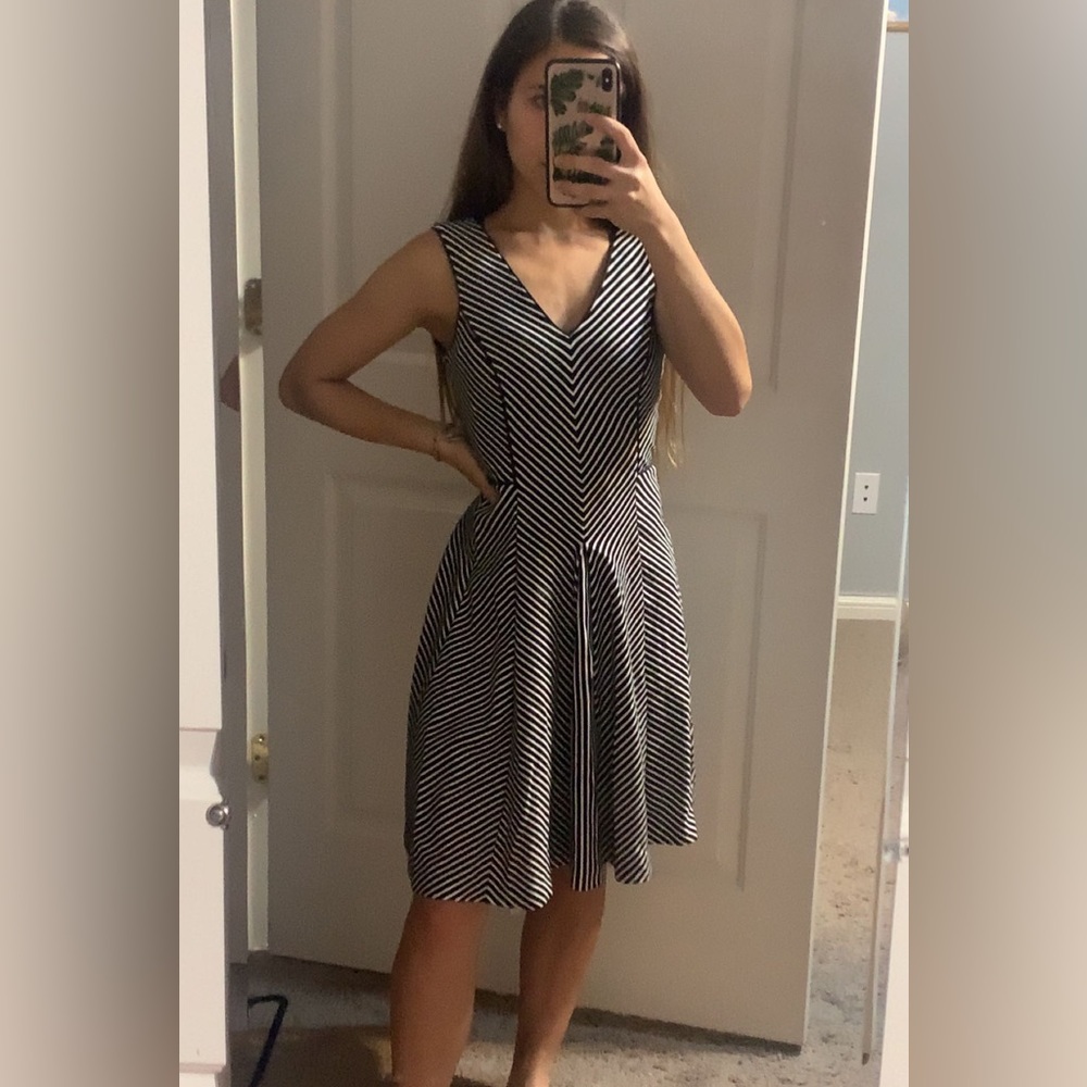Banana Republic Striped Waist Allusion Dress A-line V-neck